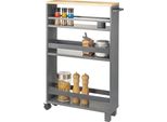 Carrello A Nicchia Per Cucina Eluno, Carrello Per Cucina, Organizzatore Per Bagno A 3 Livelli, Legno, Grigio