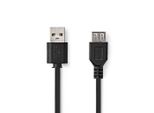 Cavo Usb | Usb 2.0 | USB-A Maschio | USB-A Femmina | 480 Mbps | Nichelato | 1,00 M | Rotondo | Pvc | Nero | Scatola