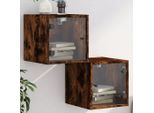 Maison Exclusive - Comodini Con Ante In Vetro, 2 Pezzi, Rovere Affumicato, 35X37X35 Cm