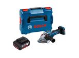 Bosch Gws 18V-15 Psc Smerigliatrice Angolare Professionale A Batteria 18 V 125 Mm Biturbo Brushless + 1X Batteria Ricaricabile 5,0 Ah + L-Boxx - Senza Caricabatterie