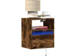 Bei Cloris Comodini A Parete Con Luci Led 2 Pz. Rovere Fumé - Comodini E Armadietti Nuovo1128995 1Pacco