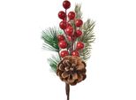 Ramo Di Decorazione Clayre & Eef 25 Cm Rosso Verde Plastica Abete