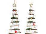 Alberi Di Natale Appesi Durevoli Con Stelle Di Pizzo 2 Pezzi 42X90 Cm Ramo Naturale - Alberi Di Natale Artificiali Octo5004730 1Pacco