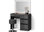 Livinity Tavolo Da Toeletta Imola, Con Specchio Led E Sgabello, Antracite/Antracite