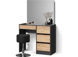 Livinity Tavolino Da Toilette Imola, 90 Cm Con Sgabello, Antracite/Quercia Dorata/Quercia Dorata