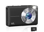 Zelurxx Fotocamera Digitale Per Bambini 1080P 44MP, Zoom 16X, Schermo Da 2,4 Pollici, Mini Fotocamera Compatta, Stabilizzazione Dell'immagine, Selfie, Tascabile, Nera