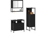 Vidaxl Set Di Mobili Da Bagno Con Ripiano 3 Pezzi In Legno Nero