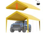 Tenda Da Garage Carport, 3 X 6 M, Tenda Da Tetto Per Garage, Impermeabile E Protetta Dai Raggi Uv, Facile Installazione Con Cinghie Di Tensione, Beige (Solo Copertura Del Tetto, Telaio Non Incluso)