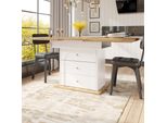 Tavolo Da Pranzo Allungabile Flieks Con Mobile Base, Tavolo Telescopico 110-140X80X75 Cm, Tavolo Da Cucina Rettangolare, Colore Legno E Bianco