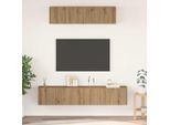 Pratico Mobile Tv Da Parete 4 Pezzi Artisan In Legno Composito Di Quercia - Mobili Tv ,Mobili Di Design 6943517 2Parcel