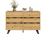 Fortuna Lai Moderno Mobile Contenitore Con 6 Cassetti – Effetto Legno, Piedini In Metallo, Ampio Spazio Contenitivo, Design Minimalista, Per Soggiorno E Sala Da Pranzo – 120X40X75,5 Cm