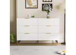 Cassettiera Flieks Con 6 Cassetti, Elegante Credenza Con Ampio Spazio Di Archiviazione, Mobile Contenitore Per Il Corridoio Del Soggiorno, 120X40X77Cm, Bianco