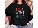 Felpa Natalizia Felpa Natalizia Da Donna Con Scritta Hohoho Pullover Casual Con Collo Rotondo, Nero, 2XL