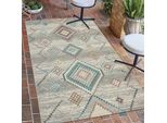Tappeto Per Interni Ed Esterni Con Motivo Geometrico In Verde Crema Dimensioni - 80 X 300 Cm