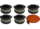5 X Rocchetto Di Filo + Cappuccio Per Black & Decker Bcsta Besta Beste 536 628 A6481 RC-100-P