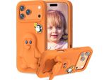 Custodia Per Bambini In Eva Per Iphone 17 Pro, Morbida Custodia Protettiva Antiurto Con Supporto Per Pinguino Arancione