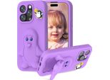 Custodia Per Bambini In Eva Per Iphone 13 Pro Max, Morbida Custodia Protettiva Antiurto Con Supporto Per Pinguino Viola