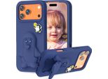 Custodia Per Bambini In Eva Per Iphone 17 Pro, Morbida Custodia Protettiva Antiurto Con Supporto Per Pinguino Blu Scuro