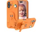 Custodia In Eva Per Iphone 16, Morbida Custodia Protettiva Antiurto Per Bambini Con Supporto Per Pinguino Arancione