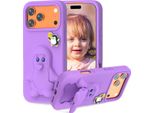 Custodia Per Bambini In Eva Per Iphone 17 Pro Max, Custodia Protettiva Antiurto Morbida Con Supporto Per Pinguino Viola