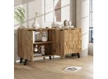Merax Credenza Moderna A 4 Ante In Look Legno, Cassettiera Con Ampio Spazio Di Archiviazione, Mobile Contenitore Per Soggiorno E Sala Da Pranzo, Natura