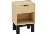 Comodino, Comodino Con Cassetto, Vano A Giorno, Cassettiera Per Camera Da Letto, Soggiorno, 35 X 26 X 50 Cm, Rovere