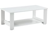 Tavolino In Bianco Con Venature Del Legno (110×55×42 Cm - Soluzione Perfetta Per Piccoli Soggiorni - Due Livelli Di Spazio Per Riporre Gli Oggetti - Stabile E Resistente)