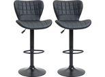Set Di 2 Sgabelli Da Bar Dal Design Retrò Regolabili In Altezza A 360° Girevoli In Pelle Nera Per Casa Ufficio Stabili 47 X 51,5 X 89-109 Cm
