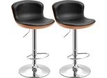 Set Di 2 Sgabelli Da Cucina Regolabili In Altezza E Girevoli Con Poggiapiedi E Schienale In Pelle Finta Fino A 120 Kg 46 X 53,5 X 85-106 Cm Nero