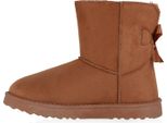 Mytrendshoe Donna Stivaletti Slip-On Stivali Stivali Foderati Caldi Stivali Fiocco 825682, Colore: Marrone Chiaro, Taglia: 37