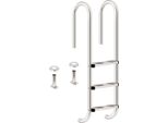 Scaletta Per Piscina Zelsius In Acciaio Inox Con 3 Gradini, 50 X 26,5 X 132 Cm, Con Protezione Antiscivolo, Ingresso Piscina