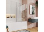 Emke 120X140Cm Schermo Doccia Per Vasca Da Bagno Pieghevole In 3 Parti Con Rivestimento Nano Easy-Clean Schermo Pieghevole In Vetro Di Sicurezza Da 6 Mm