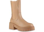 Van Hill Donna Stivali Con Plateau Leggermente Foderati Scarpe Con Suola Profilata 837812, Colore: Tan, Taglia: 38