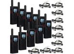 Retevis RB628 Walkie Talkie Mini, PMR446 Senza Licenza, Con Batteria Ricaricabile Li-On Da 1500Mah, Schermo Lcd Vox, Radio Professionale Con Auricolare Per Hotel, Scuole (10 Pezzi, Nero)