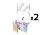 2X Stendibiancheria Da Parete, Stendibiancheria Da Parete, Stendibiancheria Chiudibile Per Interni Ed Esterni In Alluminio E Acciaio, Foxydry Fold 80 Cm