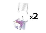 2X Stendibiancheria Da Parete, Stendibiancheria Da Parete, Stendibiancheria Chiudibile Per Interni Ed Esterni In Alluminio E Acciaio, Foxydry Fold 60 Cm