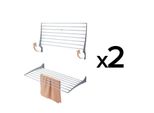 2X Stendibiancheria Da Parete, Stendibiancheria Da Parete, Stendibiancheria Chiudibile Per Interni Ed Esterni In Alluminio E Acciaio, Foxydry Fold 100 Cm