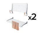 2X Stendibiancheria Da Parete, Stendibiancheria Da Parete, Stendibiancheria Chiudibile Per Interni Ed Esterni In Alluminio E Acciaio, Foxydry Fold 120 Cm