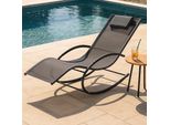 Lettino A Dondolo Tarent 174 X 63 X 88 Cm Lettino Da Giardino Lettino Da Sole Lettino Relax Con Cuscino Per La Testa 150 Kg Grigio Scuro