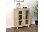 Pratica Vetrina Credenza Rovere Sonoma 69,5X34X90 Cm In Legno Massiccio - Cassettiere ,Mobili Di Design 5655246 1Pacco