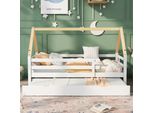 Letto Per Bambini Merax 90X200Cm Estraibile Con Protezione Anticaduta E Rete A Doghe, Letto Da Giorno In Legno Massiccio Letto Singolo E Matrimoniale Letto Casa Letto Scorrevole