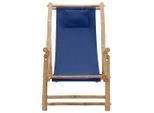 Vidaxl Sedia A Sdraio In Bambù E Tela Blu Navy