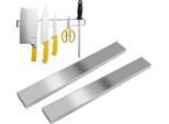 Set Di 3 Binari Magnetici Autoadesivi 40 Cm - Binario Portacoltelli In Acciaio Inox Senza Foratura | Binario Magnetico Per Utensili E Attrezzi Da Cucina | Binario Portautensili Con Nastro Adesivo | Portacoltelli Da Parete | Portautensili
