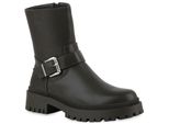Van Hill Donna Stivali Biker Leggermente Foderati Stivali Stivaletti Fibbie Scarpe 839621, Colore: Verde Oliva, Taglia: 38