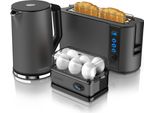 Set Da Colazione Arendo In Grigio - Bollitore Elettrico / Tostapane A Fessura Lunga / Cuoci Uova