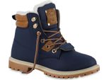 Van Hill Donna Foderato Stivali Da Lavoro Stivaletti Scarpe Comode Outdoor 839642, Colore: Blu Scuro Marrone Chiaro, Taglia: 36