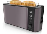 Tostapane Arendo 2 Fette, Tostapane A Fessura Lunga, Fessura Lunga, Acciaio Inox, 1000W, Display Con Indicatore Del Tempo Residuo, Attacco Per Panini, Funzione Di Scongelamento, Alloggiamento Termoisolante, Grigio-Rosa
