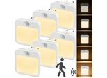 6 Led Presa Di Luce Notturna Con Rilevatore Di Movimento Sensore Crepuscolare Luce Notturna Luce Da Armadio Bianco Caldo