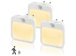 Presa Di Corrente A 3 Led Con Rilevatore Di Movimento Sensore Crepuscolare Luce Notturna Luce Da Armadio Bianco Caldo