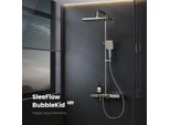 Sistema Doccia Emke Con Termostato 1146X450X480Mm Mensola In Vetro Doccetta Con 3 Modalità Di Getto Doccia A Pioggia, Rubinetteria Per Vasca E Doccia, Ktw, Antracite Opaco F10